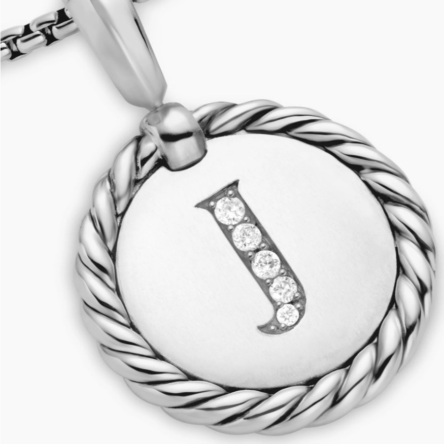 David Yurman J Initial Silver Pendant Necklace 400$